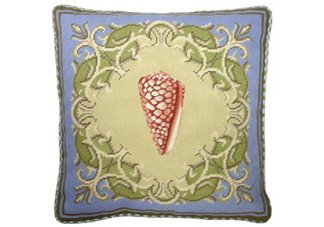 Red Shell Needlepoint Pillow