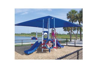 Red, White and Blue Preschool Playground with Canopy