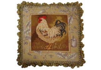 Barnyard Rooster Needlepoint Pillow