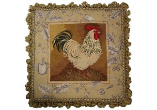 Barnyard Rooster Needlepoint Pillow