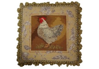 Barnyard Rooster Needlepoint Pillow
