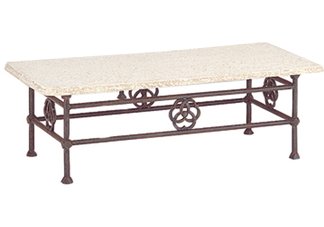 26" x 52" Cast Aluminum Coffee Table with Fiberstone Top