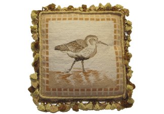 Ruddy Turnstone Shorebird Needlepoint Pillow