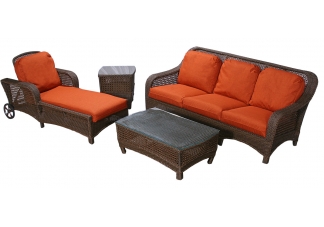 Wicker Sofa and Chaise Set