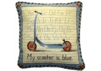 Vintage Scooter Needlepoint Pillow