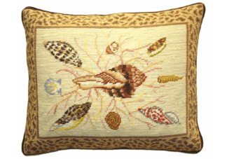 Cluster of Seashells Needlepoint Pillow