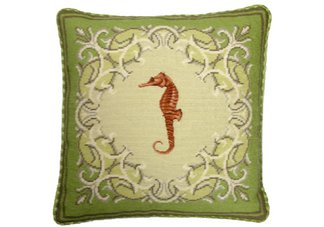 Seahorse Needlepoint Pillow