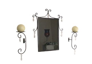 Hanging Crystals Mirror & Sconces