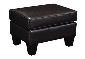 Brown Leatherette Upholstered Oxford Ottoman
