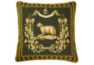 French Country Sheep Needlepoint Pillow