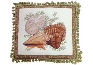 Sea Shells Petit Point Needlepoint Pillow