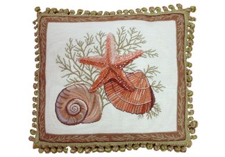 Sea Shells Petit Point Needlepoint Pillow