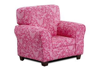 Kids Pink and White Paisley Club Chair