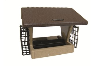 4 Qt. Hopper 2-Sided Bird Feeder with 2 Suet Cages