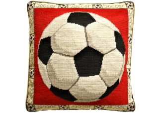 Vintage Soccer Ball Needlepoint Pillow