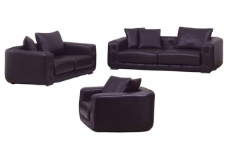 3-Piece Leather Living Room Set - Chocolate