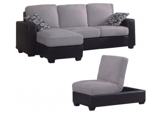 2-Piece Sofa Set - Gray Fabric & PVC