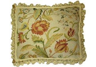 Spring Floral Needlepoint Pillow