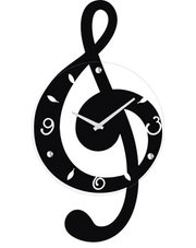 Wooden and Glass musical clef wall clock