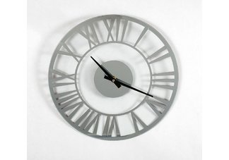 Clear Glass Wall Clock with Silver Mirror Numerals
