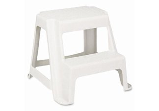 mops, brooms, brushes, step stool, cleaning supplies