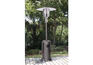 Tall Outdoor Silver Hammered Plated Patio Heater