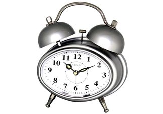 Oval Silver Double-bell Table Alarm Clock
