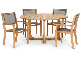 Teak 5-Piece Round Dining Set