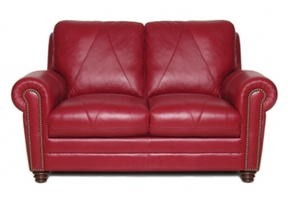 The Weston Cherry Italian Leather Loveseat