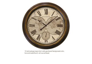 Antique World Map Wall Clock