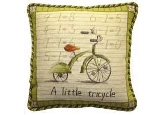 Vintage Tricycle Needlepoint Pillow