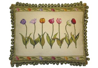 Spring Tulips Needlepoint Pillow