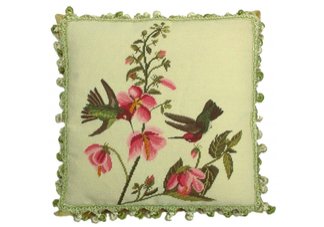 Two Hummingbirds Needlepoint Pillow