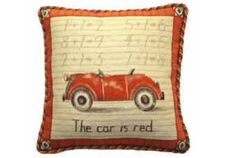 Vintage Car Needlepoint Pillow