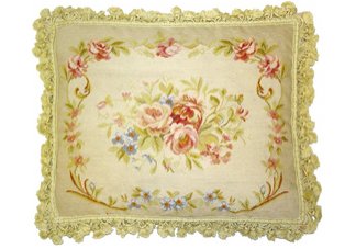 Vintage Floral Needlepoint Pillow