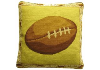 Vintage Football Needlepoint Pillow