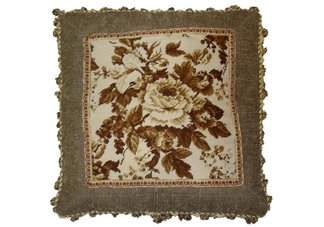 Vintage Rose Needlepoint Pillow
