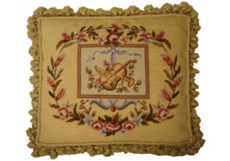 Big Viola and Trumpet Music Needlepoint Pillow