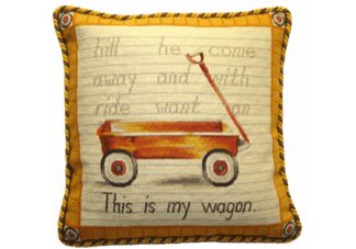 Vintage Wagon Needlepoint Pillow