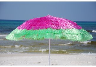 Watermelon Raffia Beach Umbrella