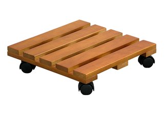 14" Natural Wooden Plant Caddy