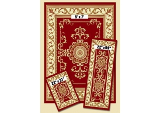 Red Royal Crown Capri Rug Set