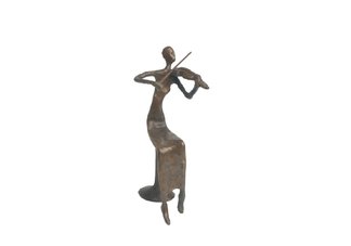 Violin Player Female Cast Bronze