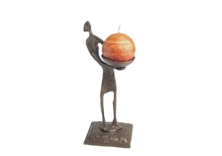 Figure Cndleholdr Cast Bronze