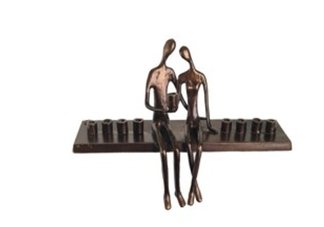 Loving Couple Hanukkah Menorah-Cast Aluminum