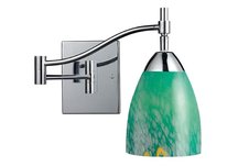 Celina 1-Light Swingarm Sconce In Polished Chrome And Emerald Glass