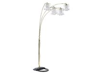 Polished Brass-Finish Floor Lamp with Crystal-Like Shad