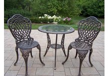 Mississippi 3pc Glass Top Bistro Set Antique Bronze