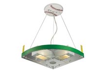 Novelty 2-Light Baseball Field Pendant In White/Green