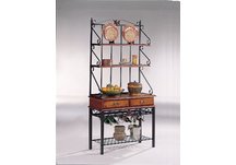 Black and Oak Finished Bakers Rack